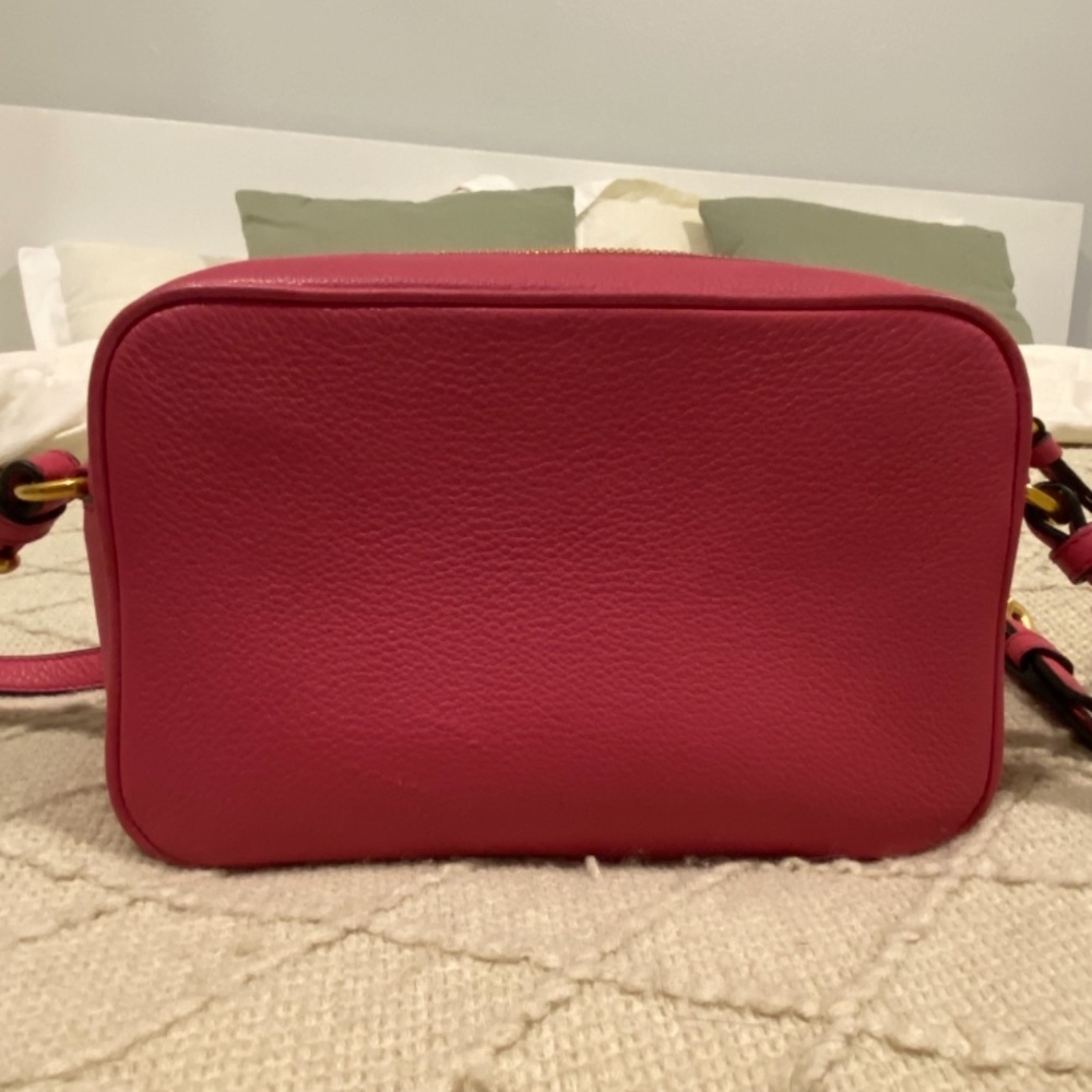 Prada Vitello Phenix Leather Peonia Pink Shoulder Camera Bag 1BH103 - Picture 7 of 15